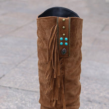 Cargar imagen en el visor de la galería, DALLAS Knee-High Western Riding Wedge Heel Tassels Cowboy Boots Women Shoes