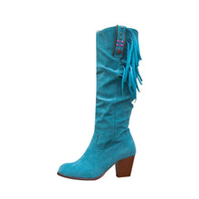 Afbeelding in Gallery-weergave laden, DALLAS Knee-High Western Riding Wedge Heel Tassels Cowboy Boots Women Shoes