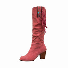 Laden Sie das Bild in den Galerie-Viewer, DALLAS Knee-High Western Riding Wedge Heel Tassels Cowboy Boots Women Shoes