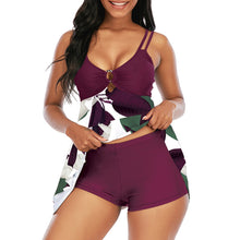Load image into Gallery viewer, EVELYN Plus Size Leaf Prints V-Neck Tankini Set Two Pieces Swimwear Size S-XXL