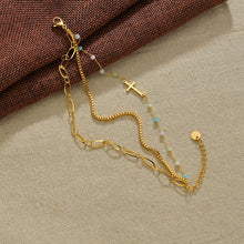 Laden Sie das Bild in den Galerie-Viewer, NOEL Stainless Steel Colorful Beads Cross Three Chain Bracelets
