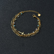 Cargar imagen en el visor de la galería, NOEL Stainless Steel Colorful Beads Cross Three Chain Bracelets