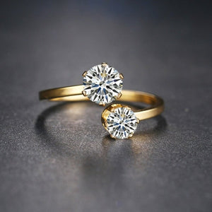 ROSALIE Cute Double Crystal Cubic Zirconia Ring - Bali Lumbung
