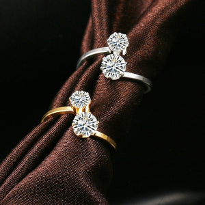 ROSALIE Cute Double Crystal Cubic Zirconia Ring - Bali Lumbung