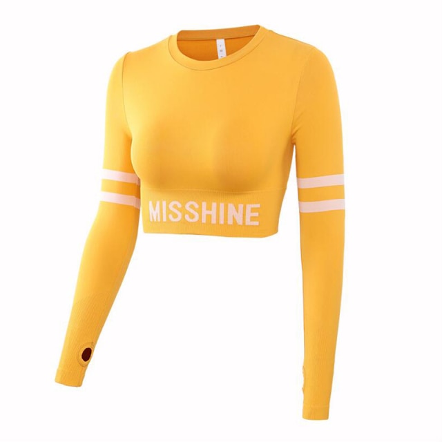 BIRGIT Long Sleeves Thumb  Breathable Women's Round Neck Workout Tops