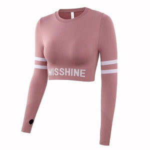 BIRGIT Long Sleeves Thumb  Breathable Women's Round Neck Workout Tops