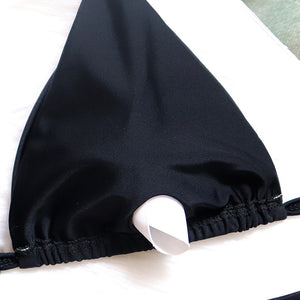 MONE Shiny Sequent Faux Diamond Push Up Halter Bikini Set Swimwear - Bali Lumbung