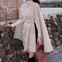 Load image into Gallery viewer, OKI Shawl Cape Poncho With Belt Mid-length Sleeveless Ladies Cape Coats