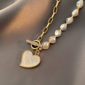 SONYA Imitation Baroque Pearl with Heart Shape Pendant Necklaces - Bali Lumbung