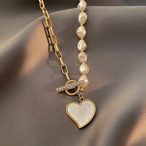 SONYA Imitation Baroque Pearl with Heart Shape Pendant Necklaces - Bali Lumbung