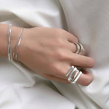 Load image into Gallery viewer, AGALIA #2A Irregular Multilayer Minimalist Silver Adjustable Rings