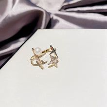 Laden Sie das Bild in den Galerie-Viewer, GENEVIEVE Crystal Star Shaped with Foux Pearl Adjustable Ring - Bali Lumbung