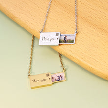 Laden Sie das Bild in den Galerie-Viewer, LOLI Custom Photo Engrave Lettering Creative Pull-Out Envelope Stainless Steel Pendant Necklaces - Bali Lumbung