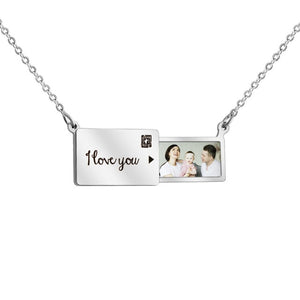 LOLI Custom Photo Engrave Lettering Creative Pull-Out Envelope Stainless Steel Pendant Necklaces - Bali Lumbung