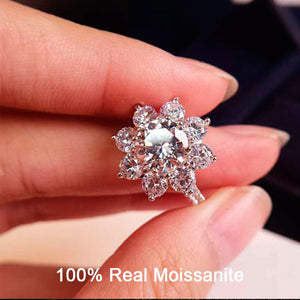OLIVE #3 Real Moissanite Luxury Sun Flower Ring 1 Carat or 2 Carat Diamond Lotus Ring Including Box