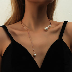 ELETTRA Elegant Imitation Pearl Choker Necklace Clavicle Chain Fashion Necklace - Bali Lumbung
