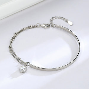 JULIETTE Silver with Zircon Double Layer Chain Star Bracelet - Bali Lumbung