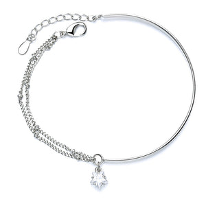 JULIETTE Silver with Zircon Double Layer Chain Star Bracelet - Bali Lumbung