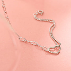 AVA Double Stitching Heart Charm Chain Bracelets - Bali Lumbung