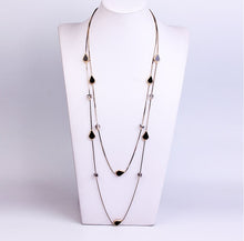 Load image into Gallery viewer, JASPER Long Gold Chain Crystal Beads Multilayer Necklaces