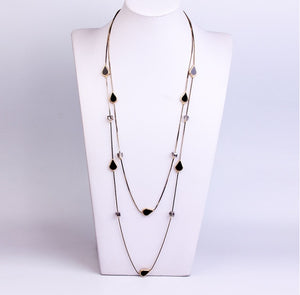JASPER Long Gold Chain Crystal Beads Multilayer Necklaces