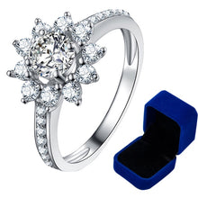 Cargar imagen en el visor de la galería, OLIVE #3 Real Moissanite Luxury Sun Flower Ring 1 Carat or 2 Carat Diamond Lotus Ring Including Box