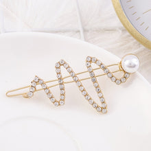 Load image into Gallery viewer, WREN Crystal and Faux Pearl Wave Shape Hair Clips - Bali Lumbung