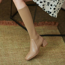 Indlæs billede til gallerivisning DANIA Thick Heel Knee High Retro Stretch Socks Boots - Bali Lumbung