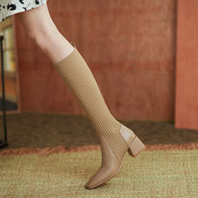 Laden Sie das Bild in den Galerie-Viewer, DANIA Thick Heel Knee High Retro Stretch Socks Boots - Bali Lumbung