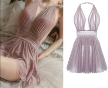Cargar imagen en el visor de la galería, MINDY Beautiful Back Lace Nightgown Halter Neck Sleepwear
