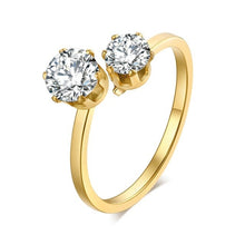 Load image into Gallery viewer, ROSALIE Cute Double Crystal Cubic Zirconia Ring - Bali Lumbung