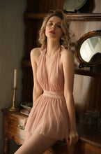 Laden Sie das Bild in den Galerie-Viewer, MINDY Beautiful Back Lace Nightgown Halter Neck Sleepwear