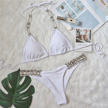 Indlæs billede til gallerivisning MONE Shiny Sequent Faux Diamond Push Up Halter Bikini Set Swimwear - Bali Lumbung