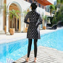 Cargar imagen en el visor de la galería, FAHMARA Puff Sleeves High Waist Printed Burkini Swimsuit - Bali Lumbung