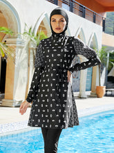 Indlæs billede til gallerivisning FAHMARA Puff Sleeves High Waist Printed Burkini Swimsuit - Bali Lumbung