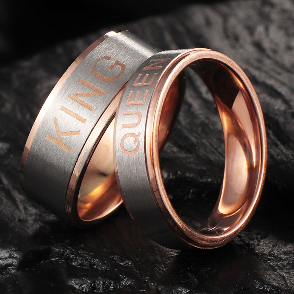 KING & QUEEN Stainless Steel My King or My Queen Couple Rings – Bali Lumbung