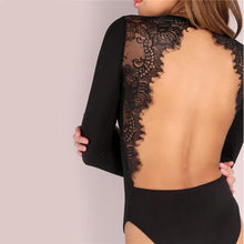 Load image into Gallery viewer, FAY Slim Bodysuit Patchwork Backless Long Sleeve Tops - Bali Lumbung